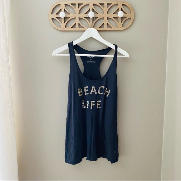 Old Navy 'Beach Life' Tank Top Gray Sz Small - Picture 1 of 9